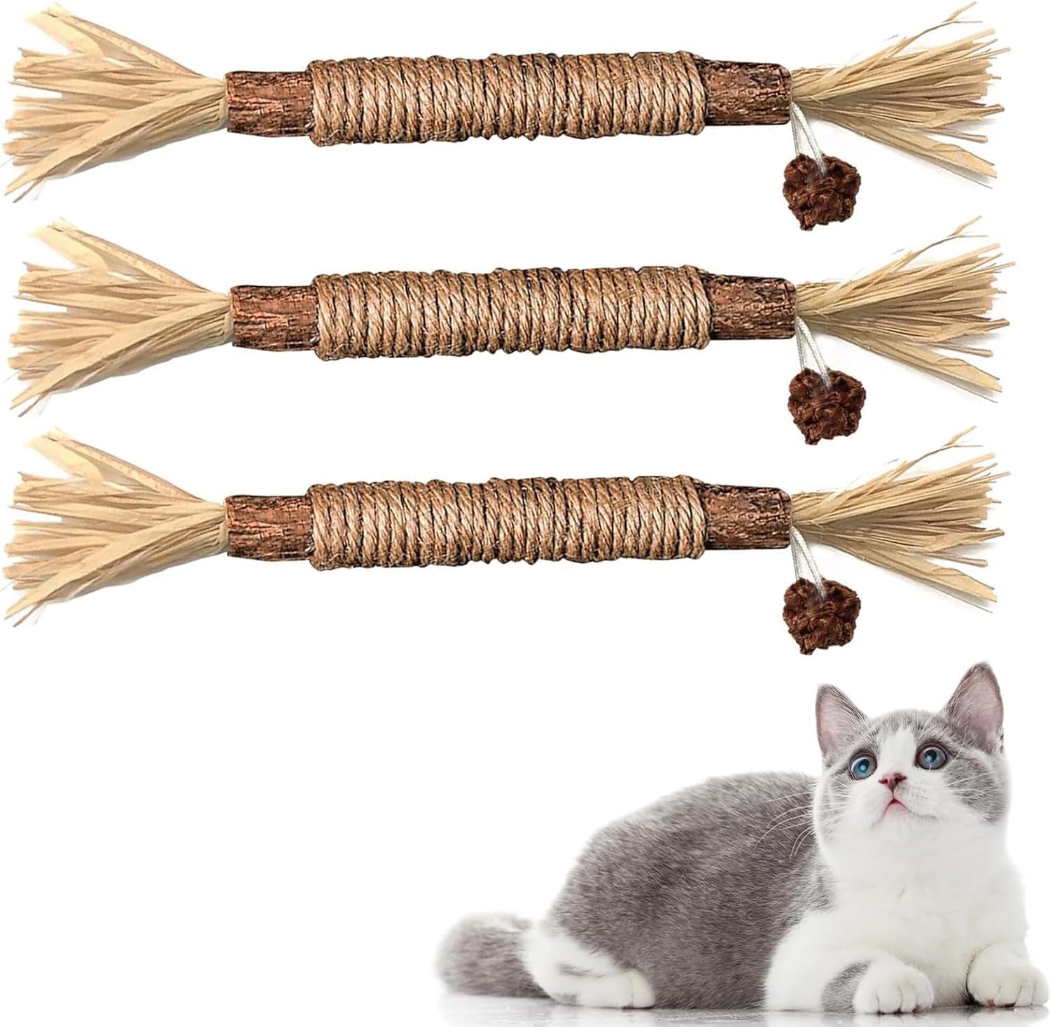 Redreo Bâtons d'herbe à chat, lot de 3 bâtons à mâcher pour chats