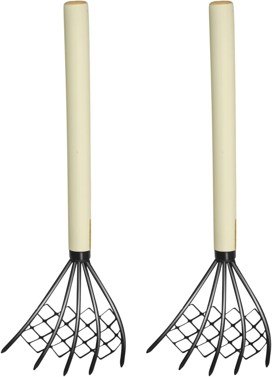 GANAZONO Râteau À La Griffe De Plage 5 Dents 15.00 Pouces Outil Manuel pour Coquillages Huîtres Et Palourdes Accessoire De Pêche en Mer Jardin Et Marée Lot De 2