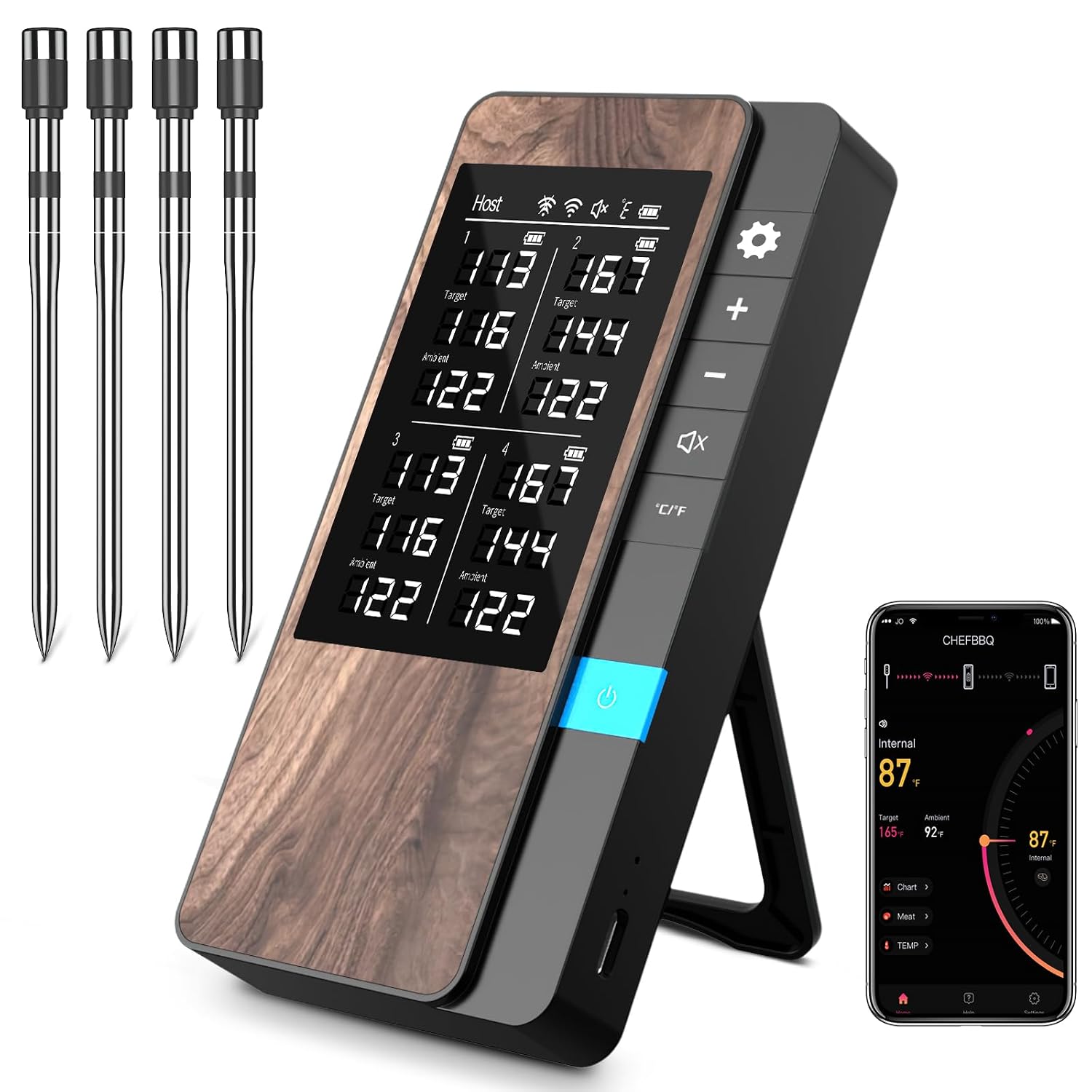 Thermomètre Cuisine Pack de 4, Thermometre Viande avec Application