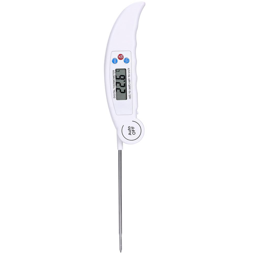 BESPORTBLE Thermomètre à Viande Pliable Blanc Sonde Anti-poussière, Thermomètre de Cuisson Numérique Précis, pour Barbecue, la Cuisine, Huile, Lait et Aliments