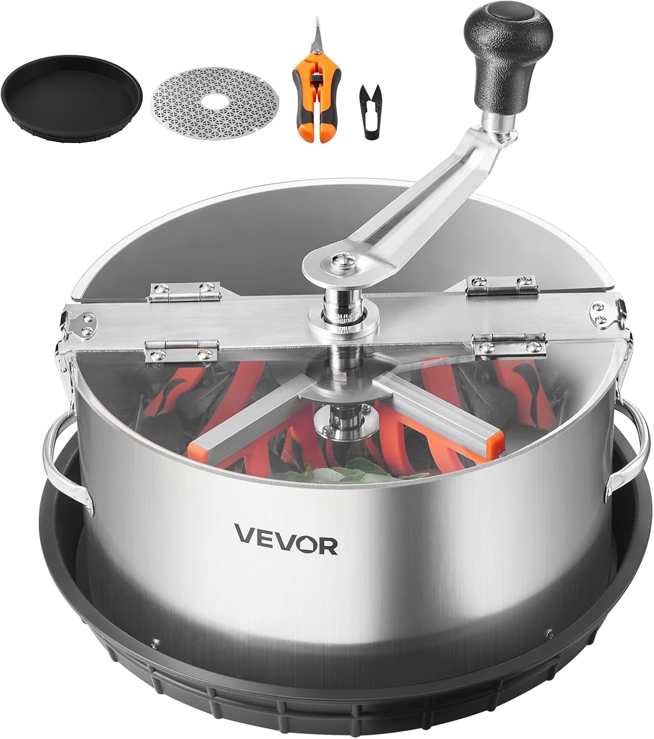 VEVOR Effeuilleuse Manuelle 335 mm Coupe-bourgeons Lame en Acier Inoxydable, Bol à Découpe Hydroponique Humide et Sèche, Coupe Rotative Torsadée, pour Bourgeons de Fleurs Feuilles, Herbes Aromatiques