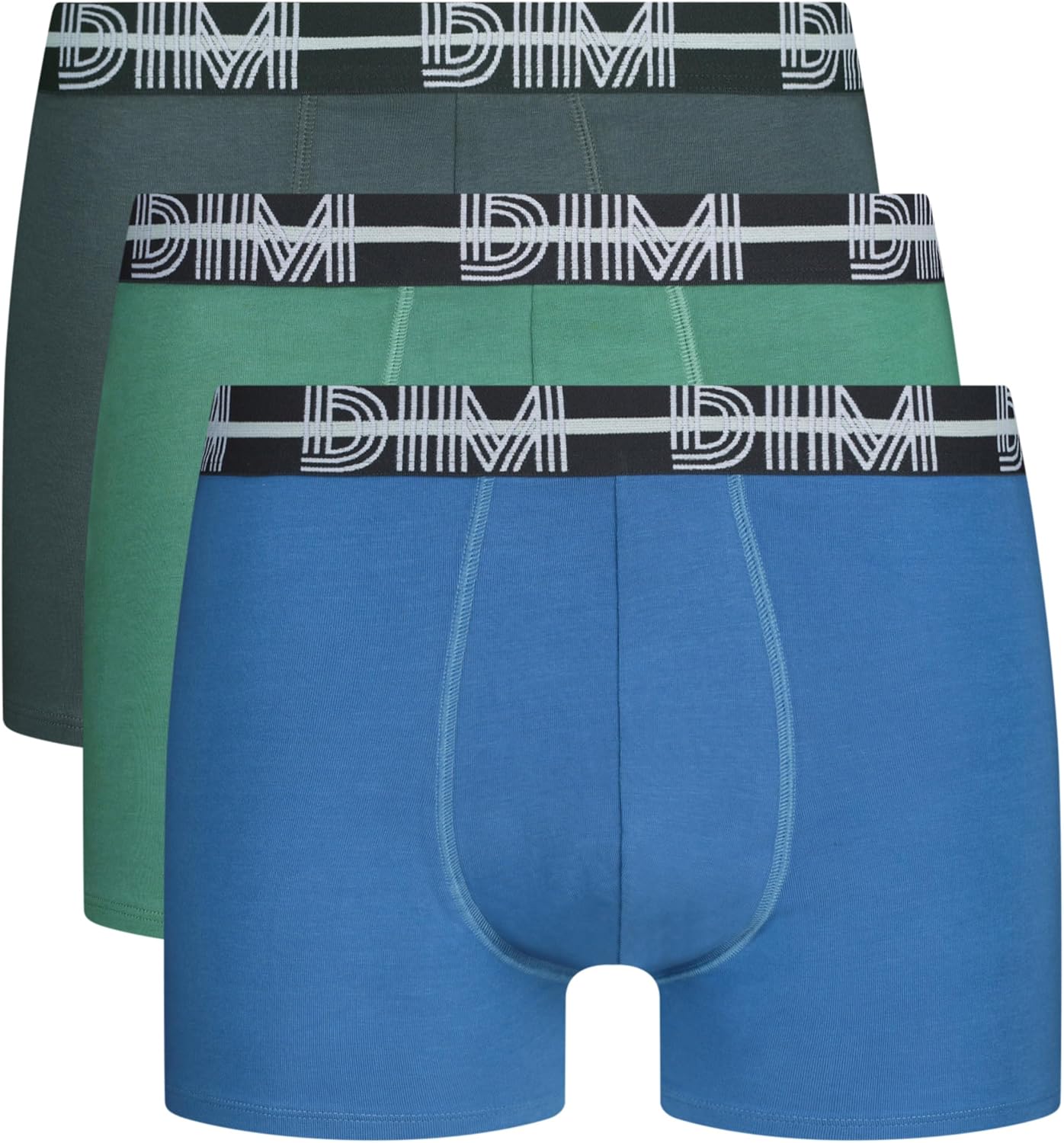 DIM Homme – Boxers Style Powerful Coton Stretch x3 | Ceinture Graphique Colorée | Confort Optimal | Coton Doux Extensible