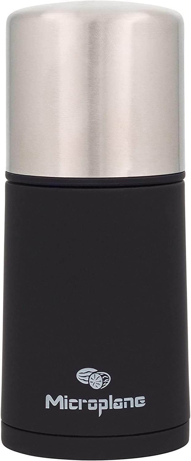 Microplane Moulin à épices en noir pour noix de muscade, cannelle, fèves Tonka et autres épices dures