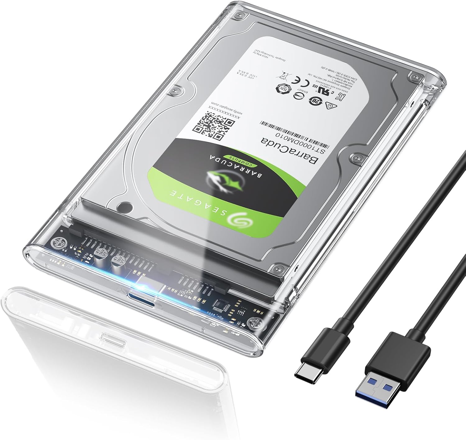 POSUGEAR Boitier Disque Dur 2,5", 6Gbps USB C 3.1 Gen 2 Boitier Externe Disque pour SATA HDD et SSD de 2,5'' et 7mm/9.5mm, Boitier SSD accélération UASP&Trim, sans Outils, Câble USB C 3.1 Inclus-Noir