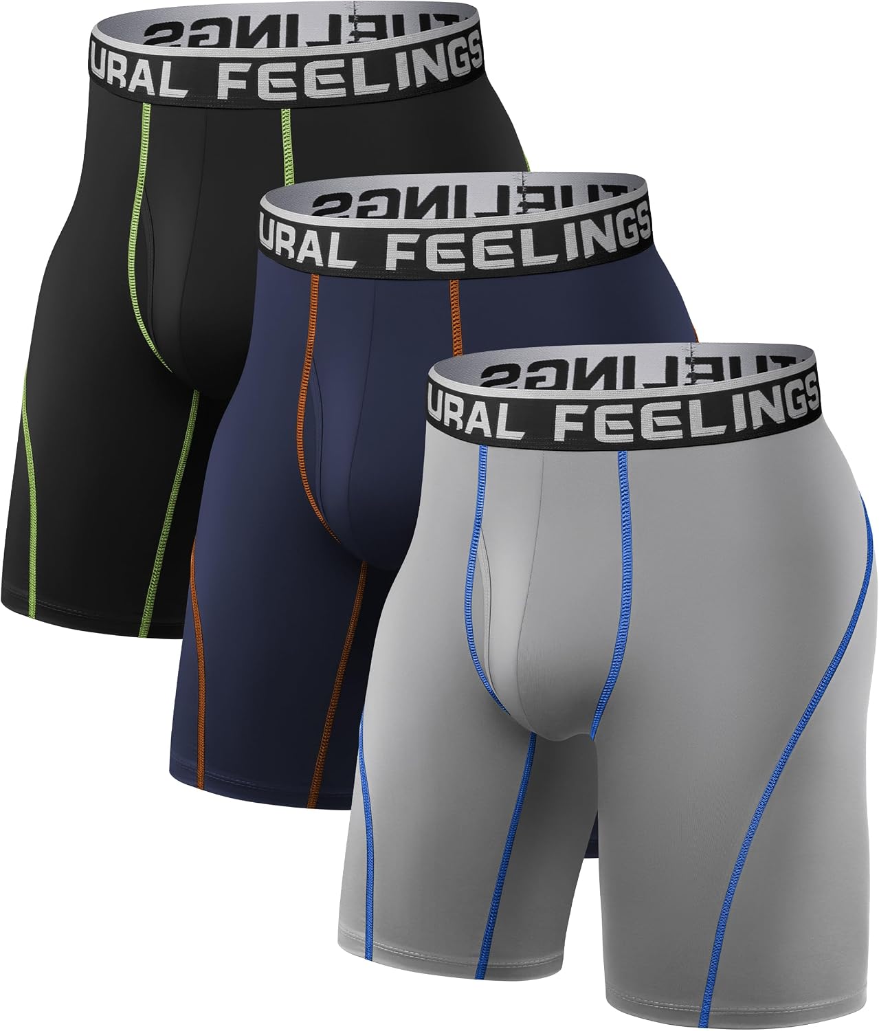 Natural Feelings 9in Lot de 3/4 Boxer Homme Long Calecons Homme S-XXL
