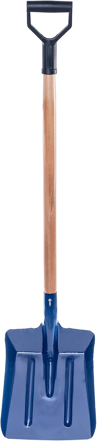 KADAX Pelle à Charbon en Acier, Pelle avec Long Manche en Bois, bêche avec poignée en D pour Les graviers, Les déchets, Pelle à Charbon, Pelle à poussière (W : 27 cm, Bleu)
