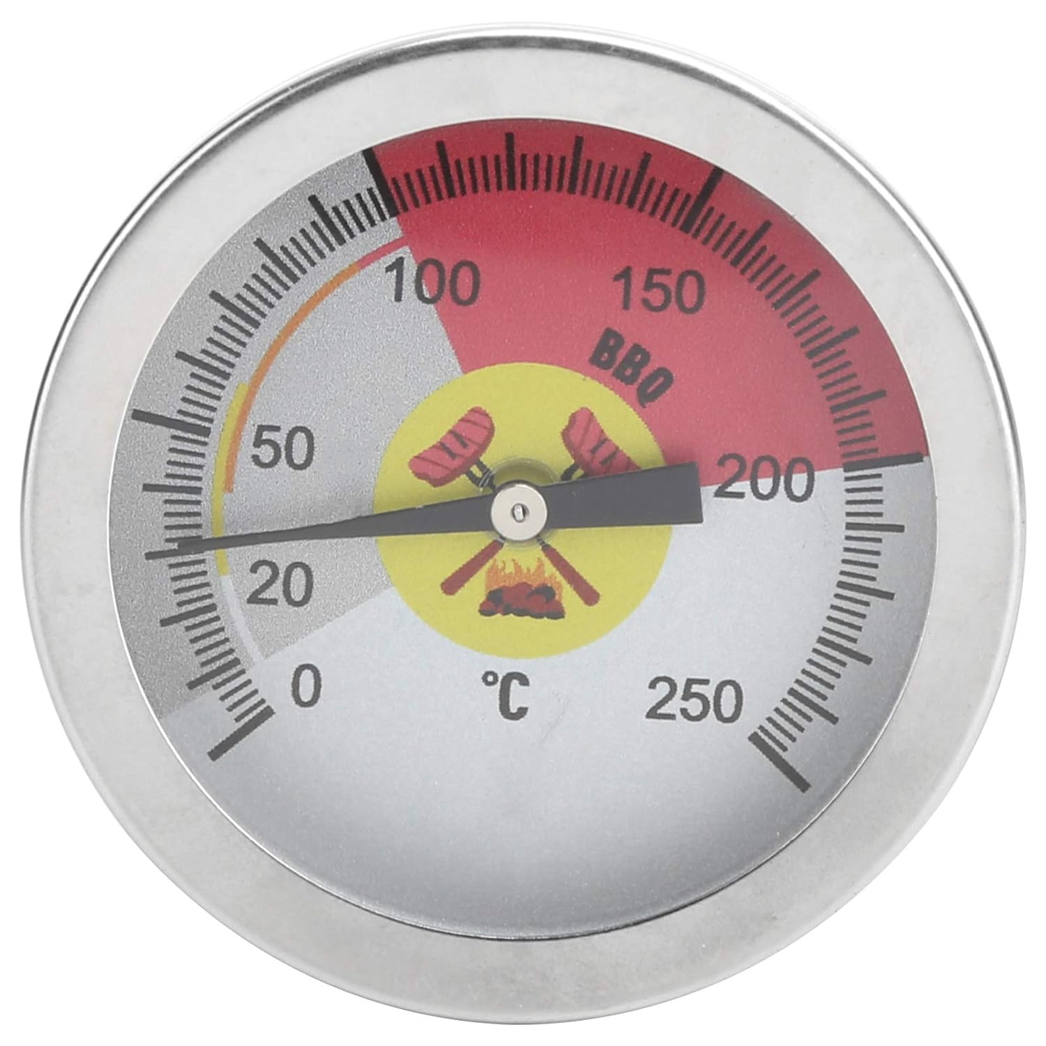 Cocoarm Thermomètre de Gril, Thermomètre de Four en Acier Inoxydable 32 à 482 Degrés Fahrenheit, Cadran 50 Mm, Sonde 70 Mm, Filetage M8x1, Lecture Rapide du Pointeur pour Barbecue, Four, Cuisine,