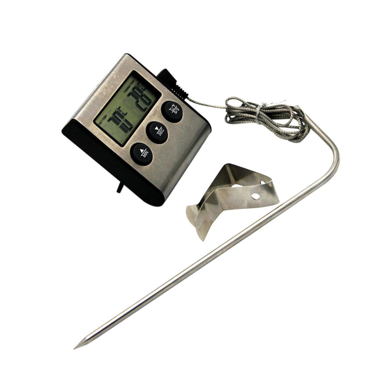 UKCOCO Thermomètre à Viande Clip Acier Inoxydable, Sonde Cuisine pour Barbecue et Four, Convient pour Usage Domestique et Cuisiner Entre Amis