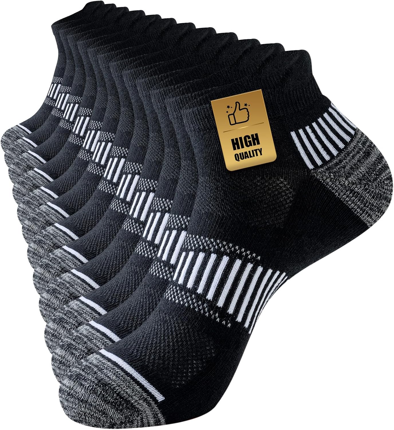 Niorasen Chaussettes de Sport Homme, 6 Paires, Courtes et Rembourrées
