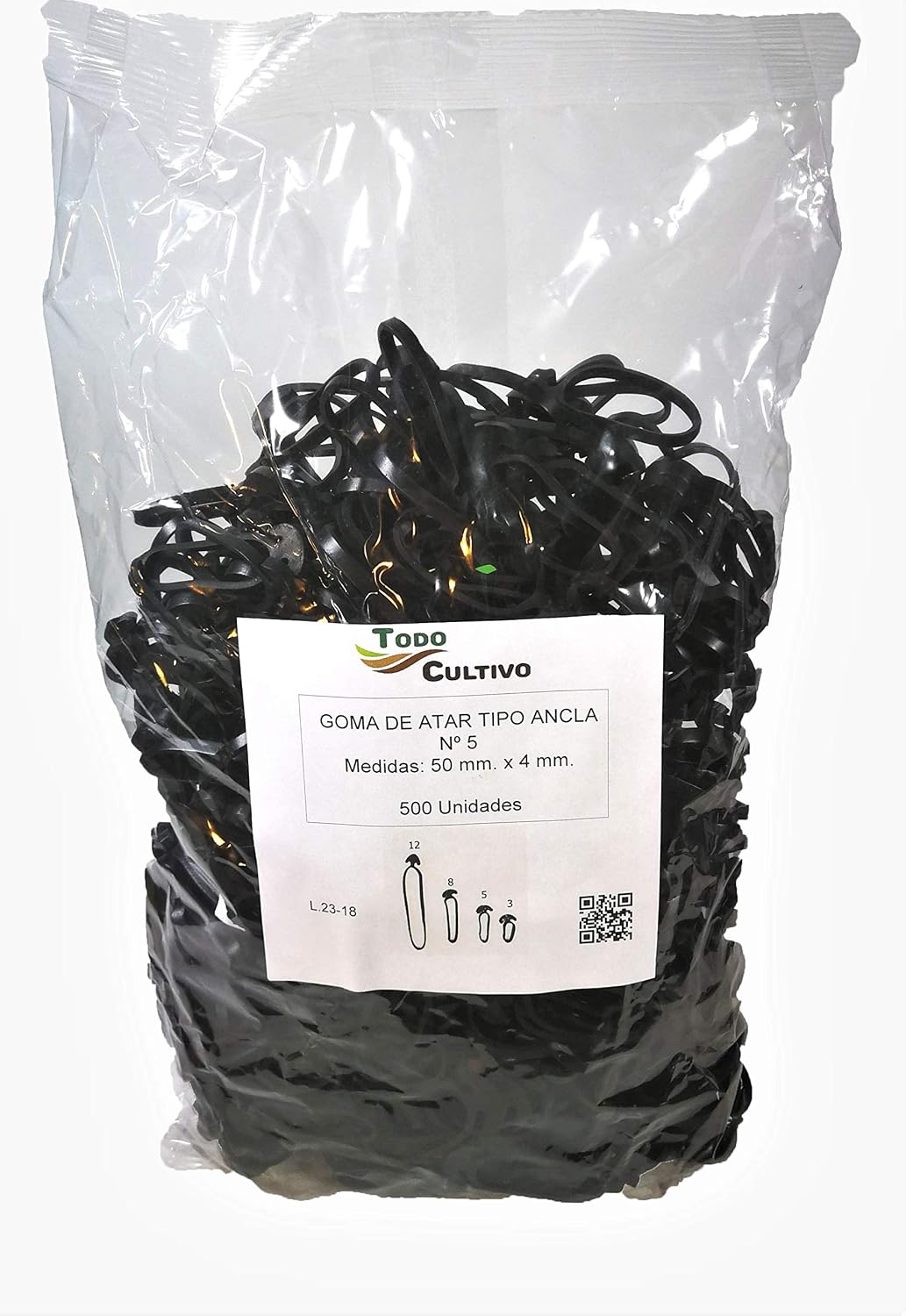 Todo Cultivo Caoutchouc d'ancrage élastique n°5 extra pour tutorer 500 pièces en caoutchouc EPDM renforcé (élasticité maximale et durée)