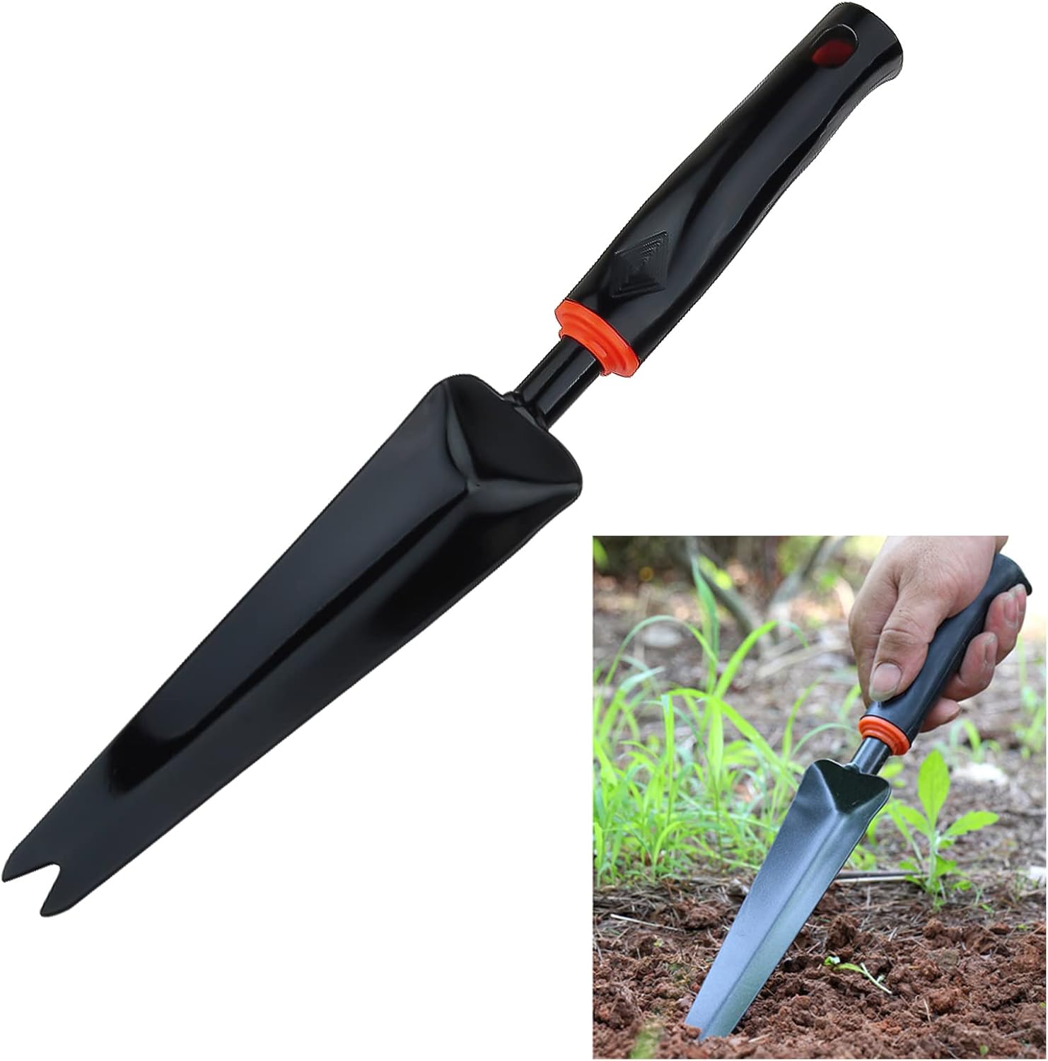 Couteau Désherbeur, Coupe-Herbes Professionnel avec Manche, Outil Gouge de Désherbage en Acier Inoxydable, Outil de Jardin Idéal pour Enlever Efficacement Les Mmauvaises Herbes