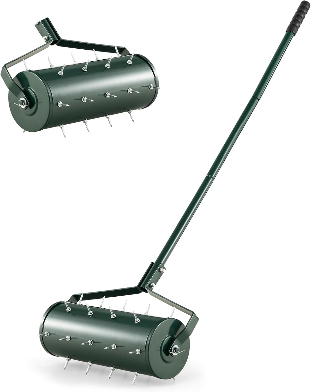 FANTASK Rouleau aérateur de pelouse, 44 x 128 cm, Scarificateur Manuel avec Manche et Clous, aérateur de Sol, pour Jardin, Cour, pelouse (Noir)