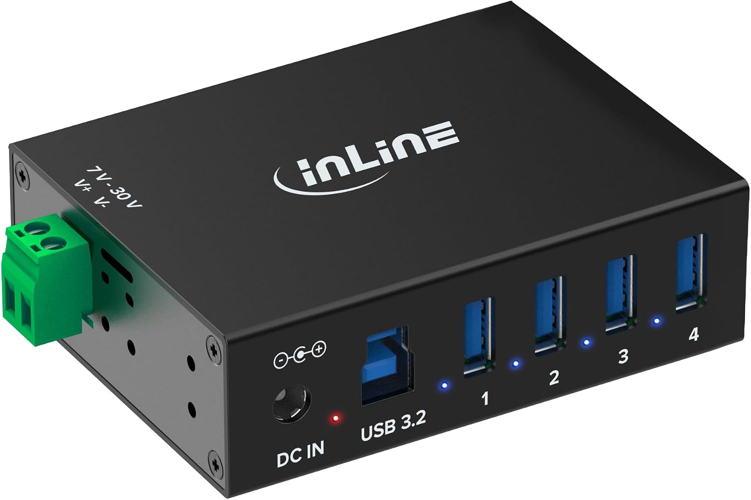 Inline Hub Industriel USB 3.2 Gen.1 avec 10 Ports, boîtier en Aluminium, Montage sur Rail DIN, hub USB Actif avec Bloc d'alimentation, 5 Gbit/s, 35396C