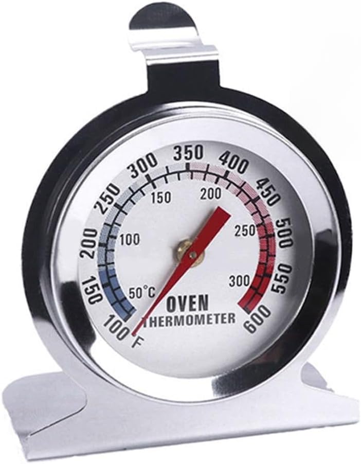 ReachMall Thermomètre de four en acier inoxydable 50–300 °C, 100–600 F, grand crochet pour fours traditionnels, grille-pain, grills, fumoirs, cuisine