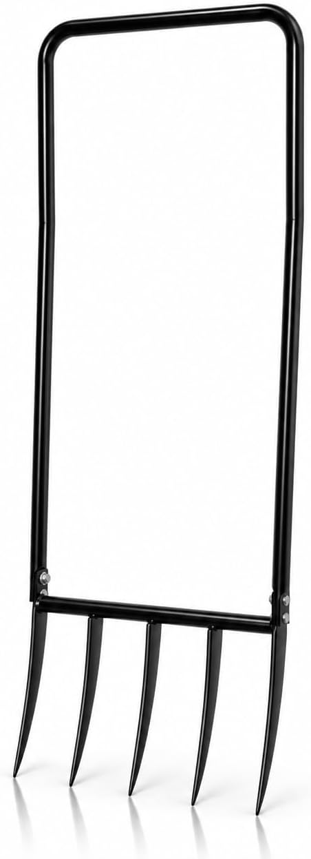 Grelinette 5 Dents 50 cm – Fourche à Bêcher en Acier avec Étrier – Grelinette de Jardinage pour Ameublir et Aérer Les Sols Durs – Double Manche Ergonomique – Potager & Permaculture – GF115