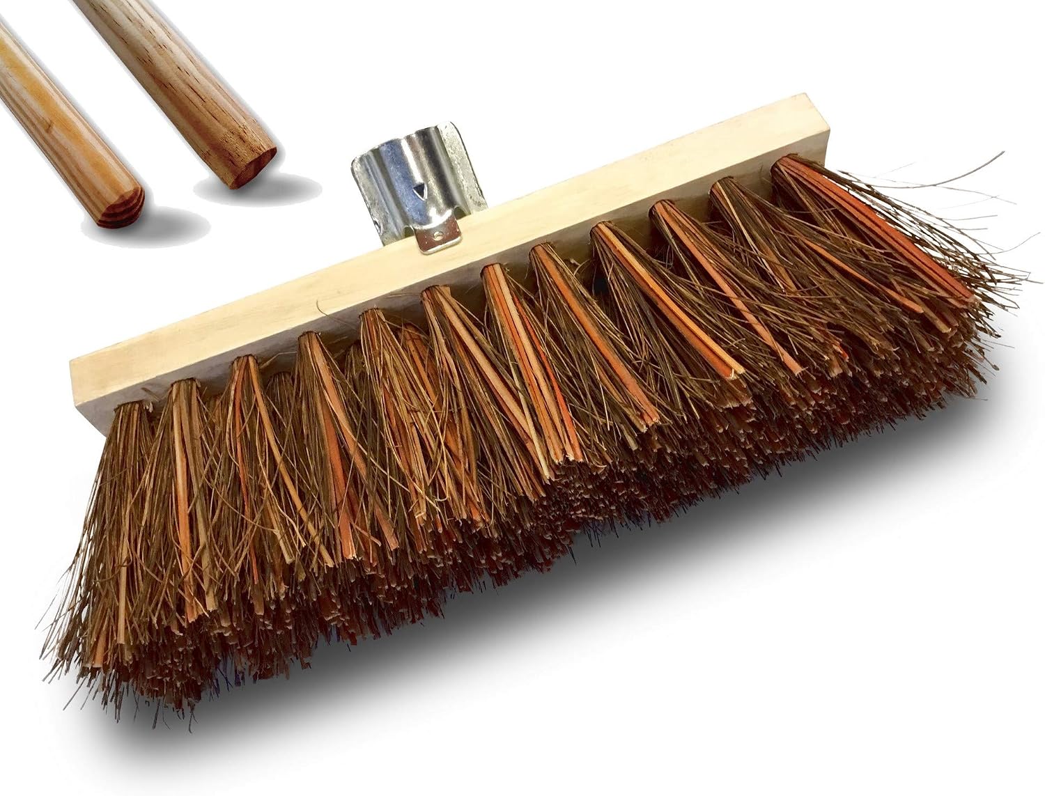 Kibros Balai cantonnier Piassava Goudron 32 cm Manche Bois 1,40 m