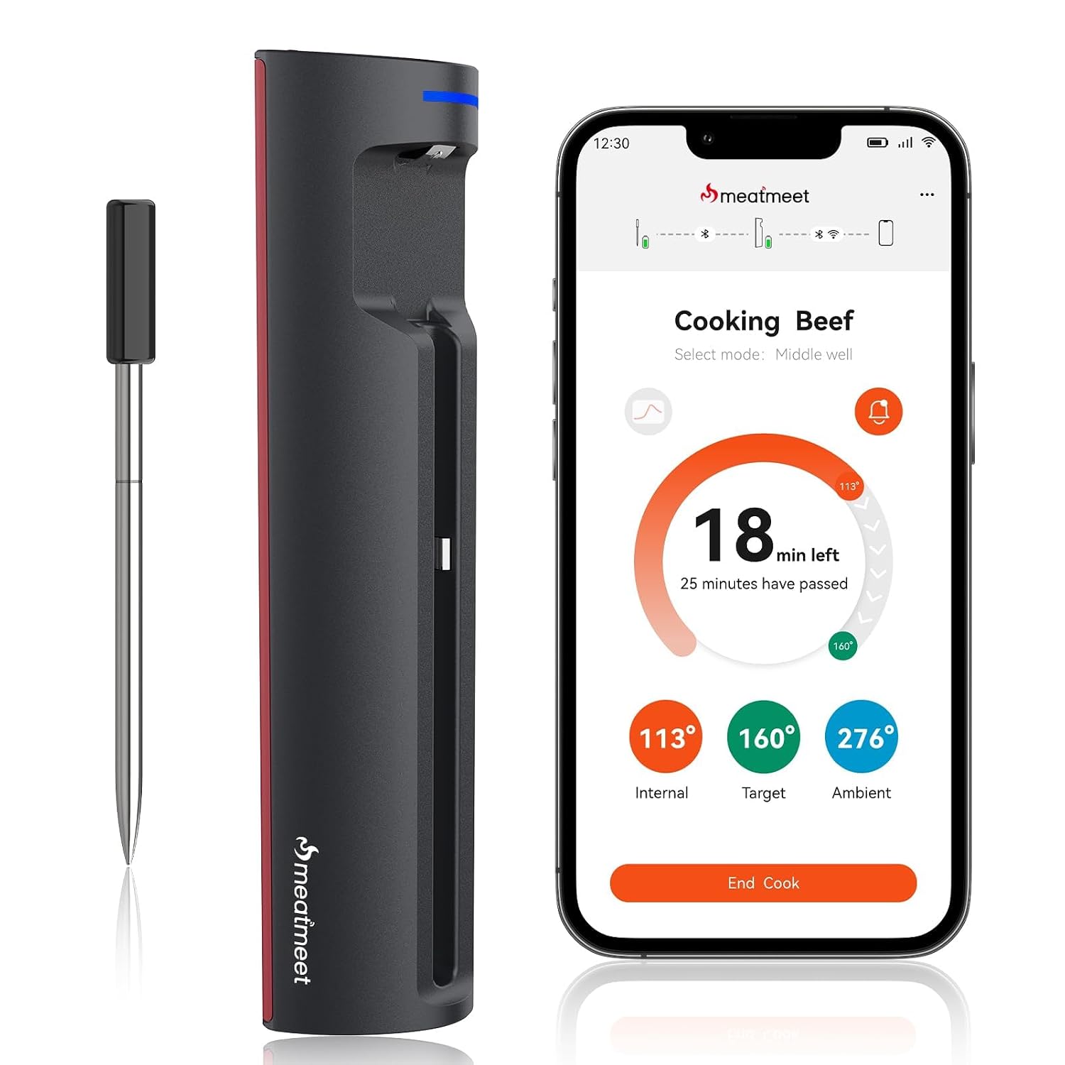 Pro Thermomètre à viande Sans Fil avec Wi-Fi et Bluetooth