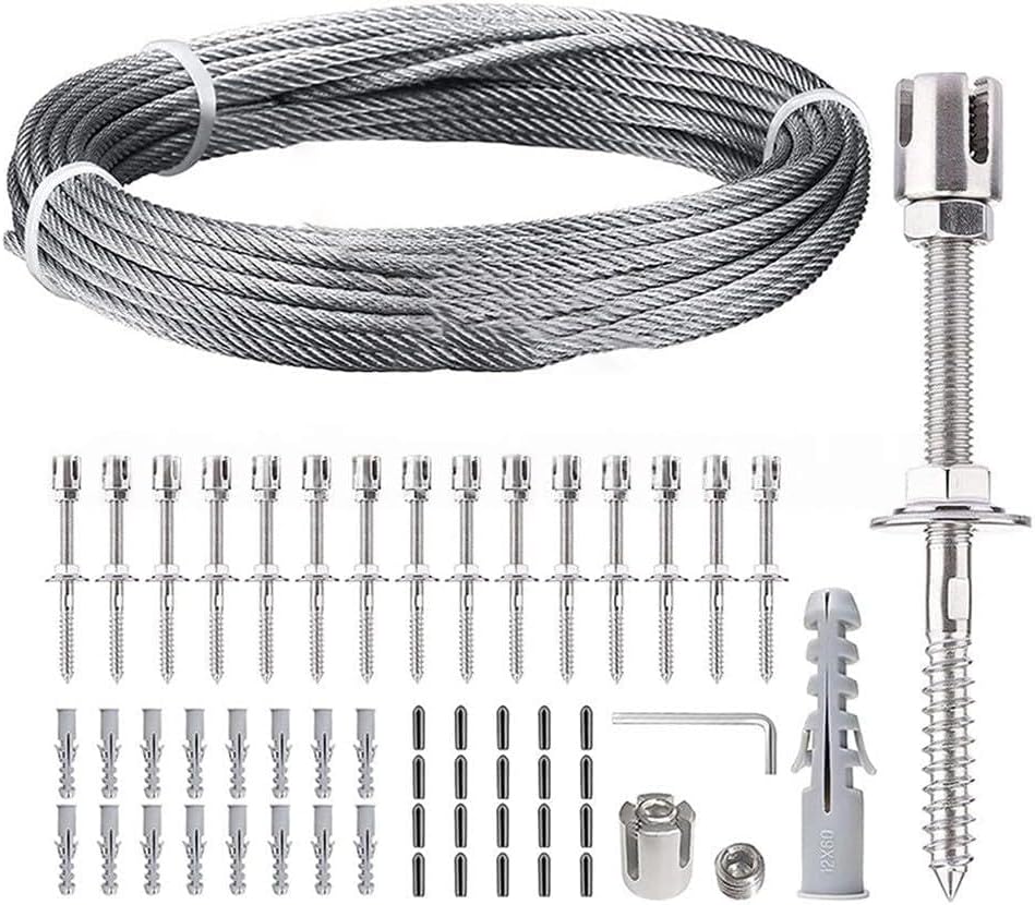 Treillis métallique en acier inoxydable pour plantes grimpantes, système de support de jardin avec accessoires complets (12 mètres)