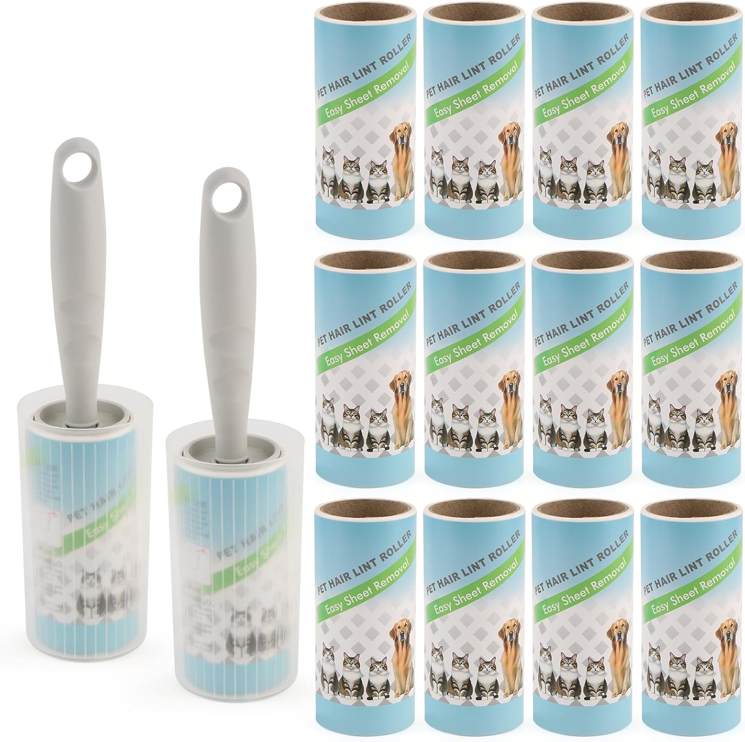 14 Rouleaux Rouleau Poils Animaux Adhésif,560 Feuilles Brosse Collante