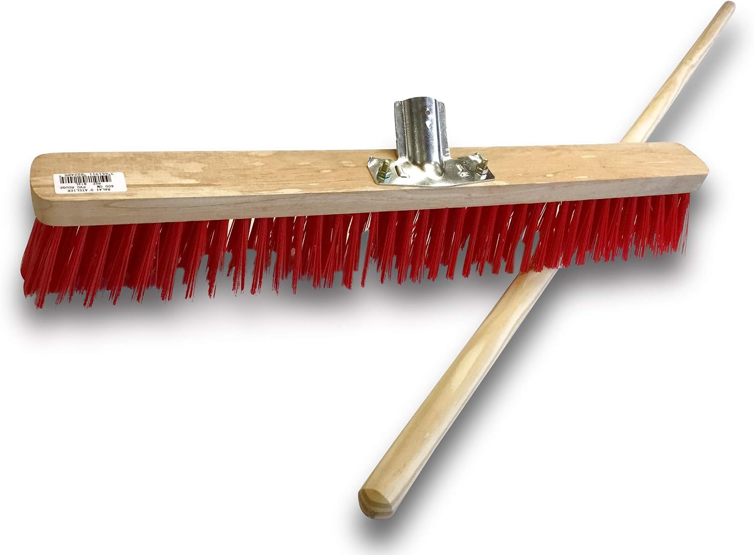 Kibros Lot 3 balais cantonnier PVC Rouge 80 cm avec Manche Bois