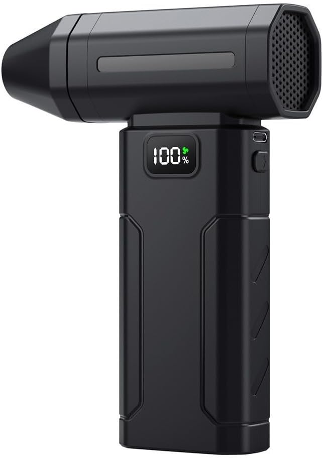 Souffleur électrique sans fil 100 000 tr/min avec écran – Puissant ventilateur turbo pour nettoyage de clavier de PC, déneigement de voiture, nettoyeur de poussière portable 6000 mAh pour batterie