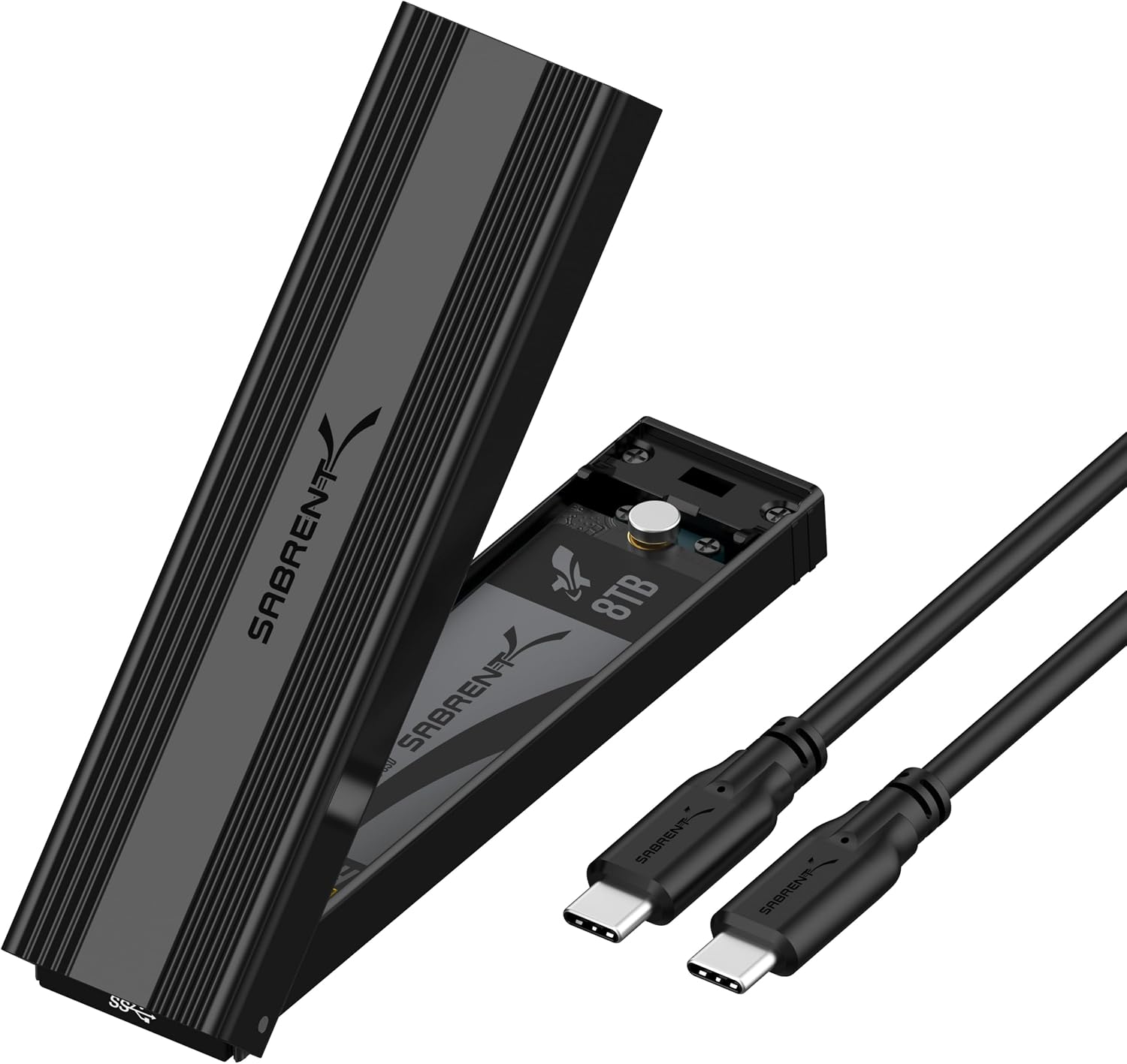 SABRENT Boitier SSD NVMe M.2, Adaptateur SSD M2 USB 3.2 Gen2 10Gbps, Boitier NVMe Externe en Aluminium Durable pour PCIe, M.2 SATA, M Key/M+B Key 2230/2242/2260/2280, Adaptateur USB (EC-SNVE)