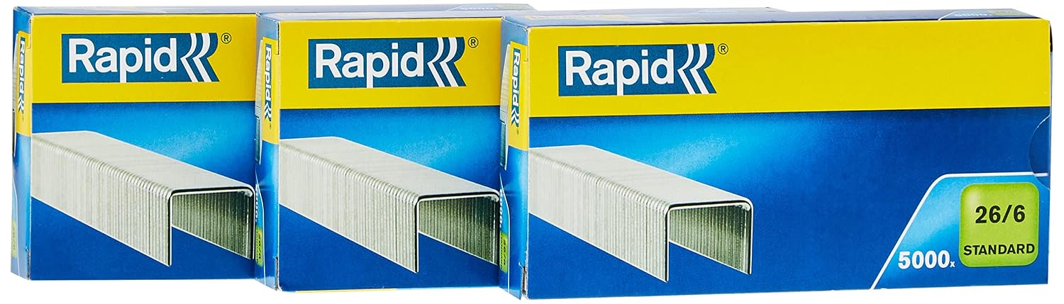 Rapid, 3x5000 Agrafes 26/6, 20 feuilles, Fil mou galvanisé, Patte 6 mm
