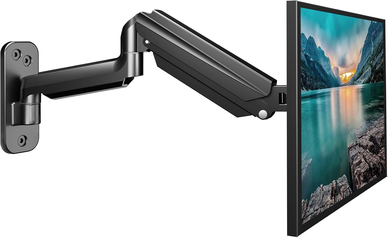 suptek Support Mural pour Écran PC LED/LCD/TV 13-32 Pouces jusqu'à 9 kg, Bras Ecran PC Mural à Ressort à Gaz, Hauteur Réglable, Inclinable, Pivotant et Rotatif, Extension 520mm, VESA 75/100 mm