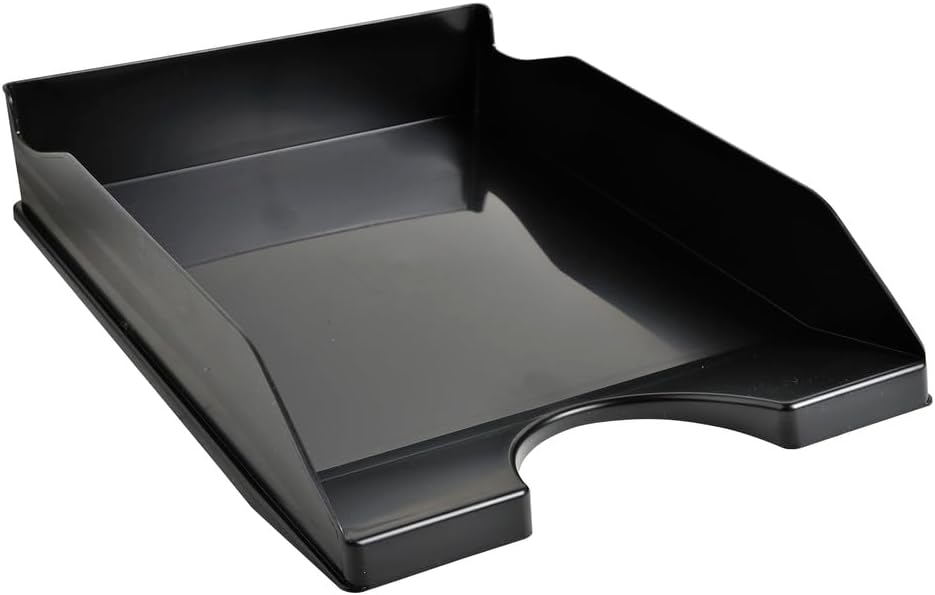 Exacompta - Réf. 123014D - Lot de 10 corbeilles à courrier ECOTRAY - Dimensions utiles 34 x 25 x 6,5 cm - pour Documents au Format A4+ - Couleur Noir - certifié Ange Bleu