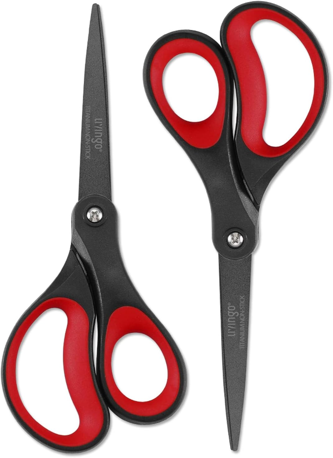 LIVINGO 2 Paires de Ciseaux anti-adhésifs en titane 20,3 cm, Ciseaux En Acier Inoxydable Plaqué Titane Résistant à Usages