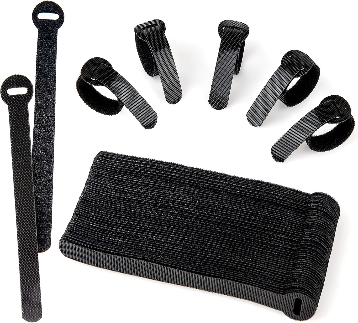 Lot de 60 attaches de câble réutilisables noires réglables et libérables pour la gestion des câbles de PC, les cordons d'organisation, la télévision, le bureau