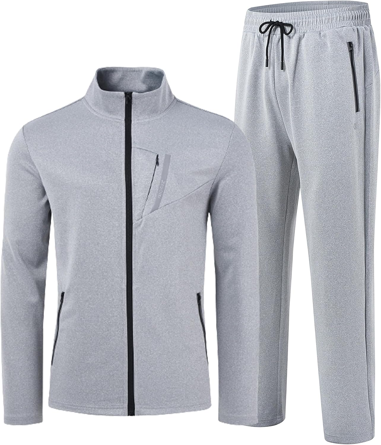 Survêtement pour homme à manches longues Couleur unie Survêtement de loisirs sport de course avec fermeture éclair