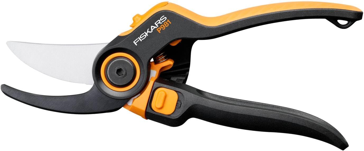 Fiskars X-Series DualAction Sécateur Bypass P981, Mode 2-en-1 pour Branches Fines et Épaisses, Poignée Roulante Ergonomique, Lames en Acier Antiadhésives / Poignées FiberComp, Noir / Orange, 1080132