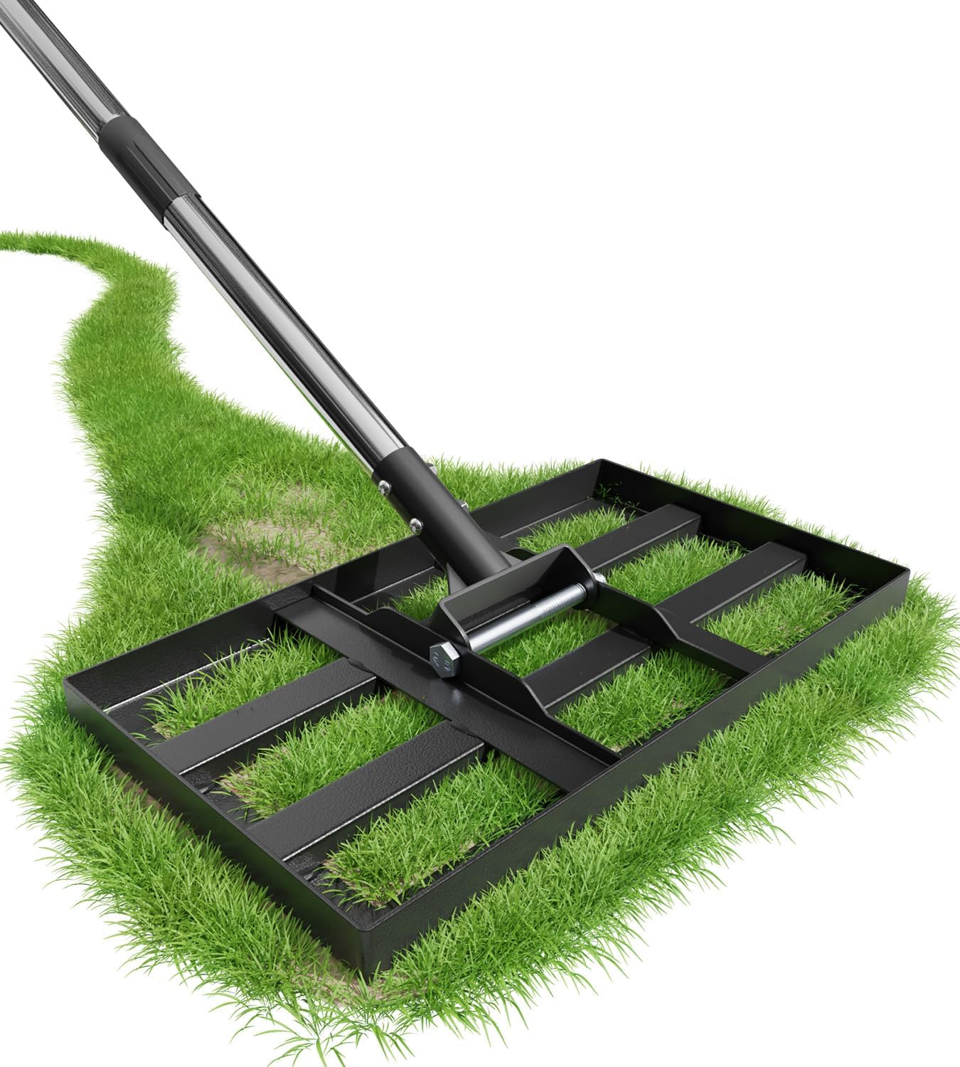 Rateau Nivellement 75 x 35 cm, rateau de nivellement réglable, Manche Acier 180 cm, rateau Jardin et rateau de nivellement de pelouse pour niveler Terre, Sable et pelouses dans Jardins et Golf