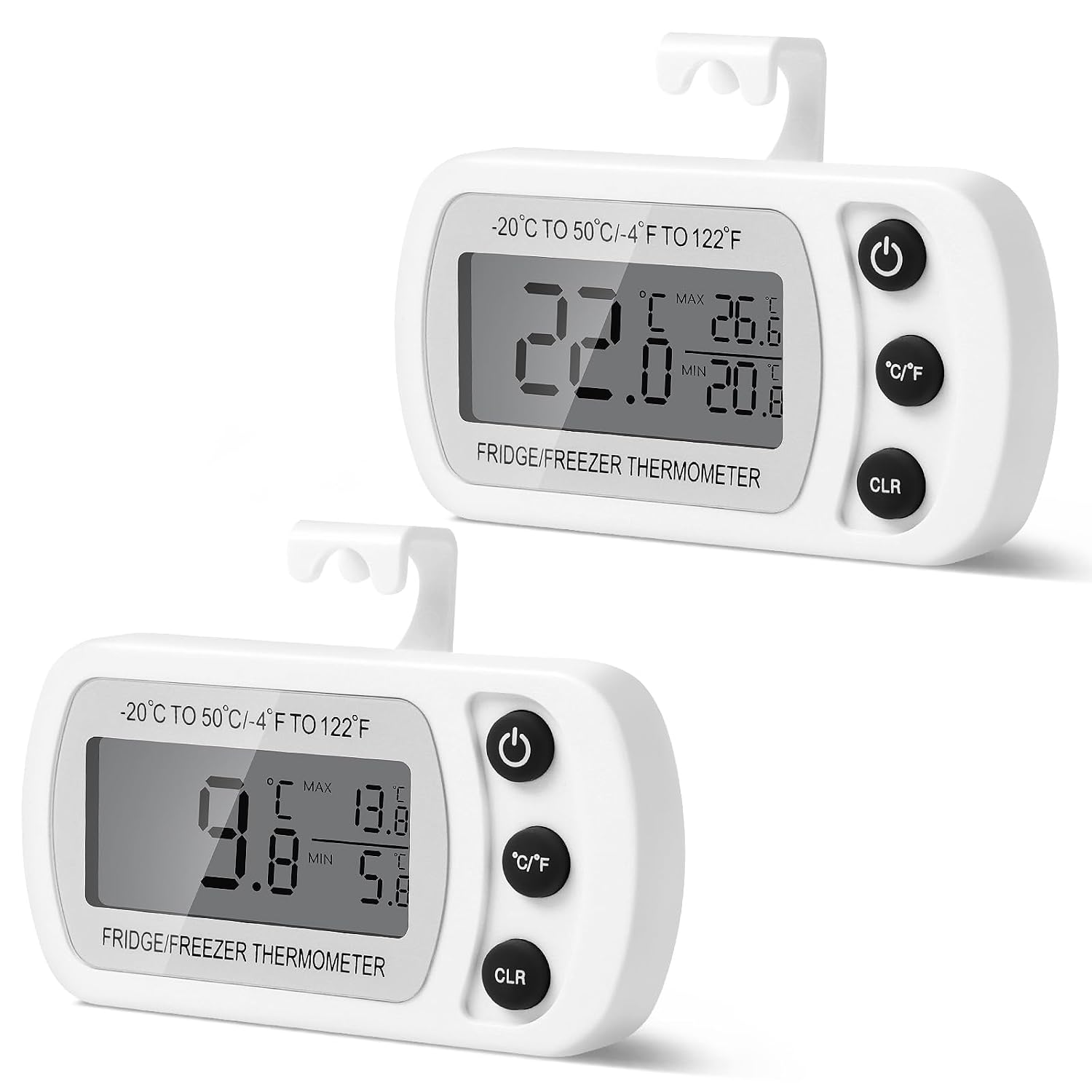 AiQlnu 2 Pièces Thermomètre Numérique pour Réfrigérateur, Magnétique Thermometre Cuisine avec Crochet, Écran LCD Facile à Lire, pour Cuisines, Restaurants, Bars, Cafés