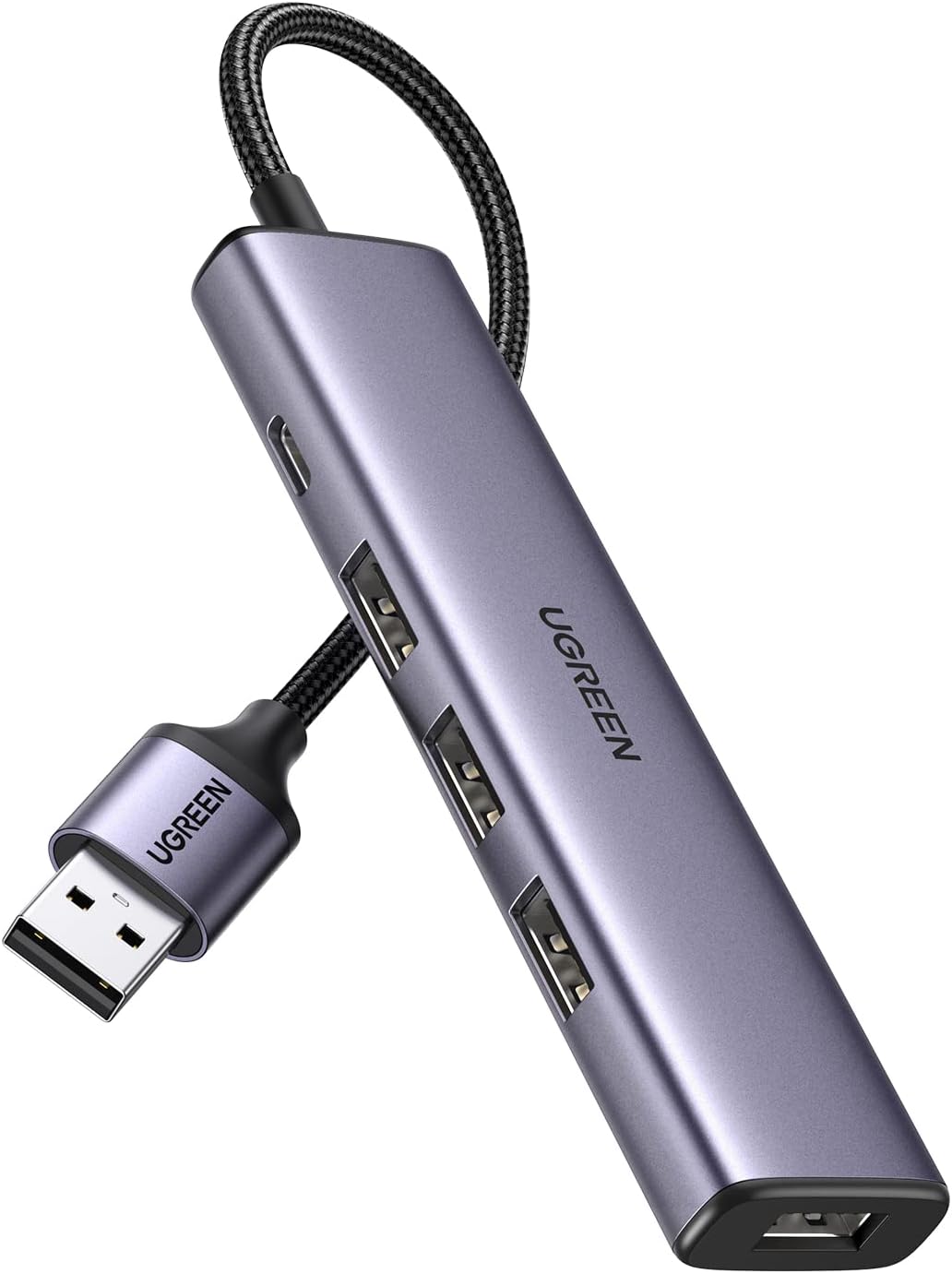 UGREEN Hub USB 3.0 à 4 Ports en Aluminium Ultra Fin - Adaptateur multiport USB C alimenté - Compatible avec MacBook, iMac, Surface, Ordinateur Portable, PC, Souris, Clavier, clé USB, etc