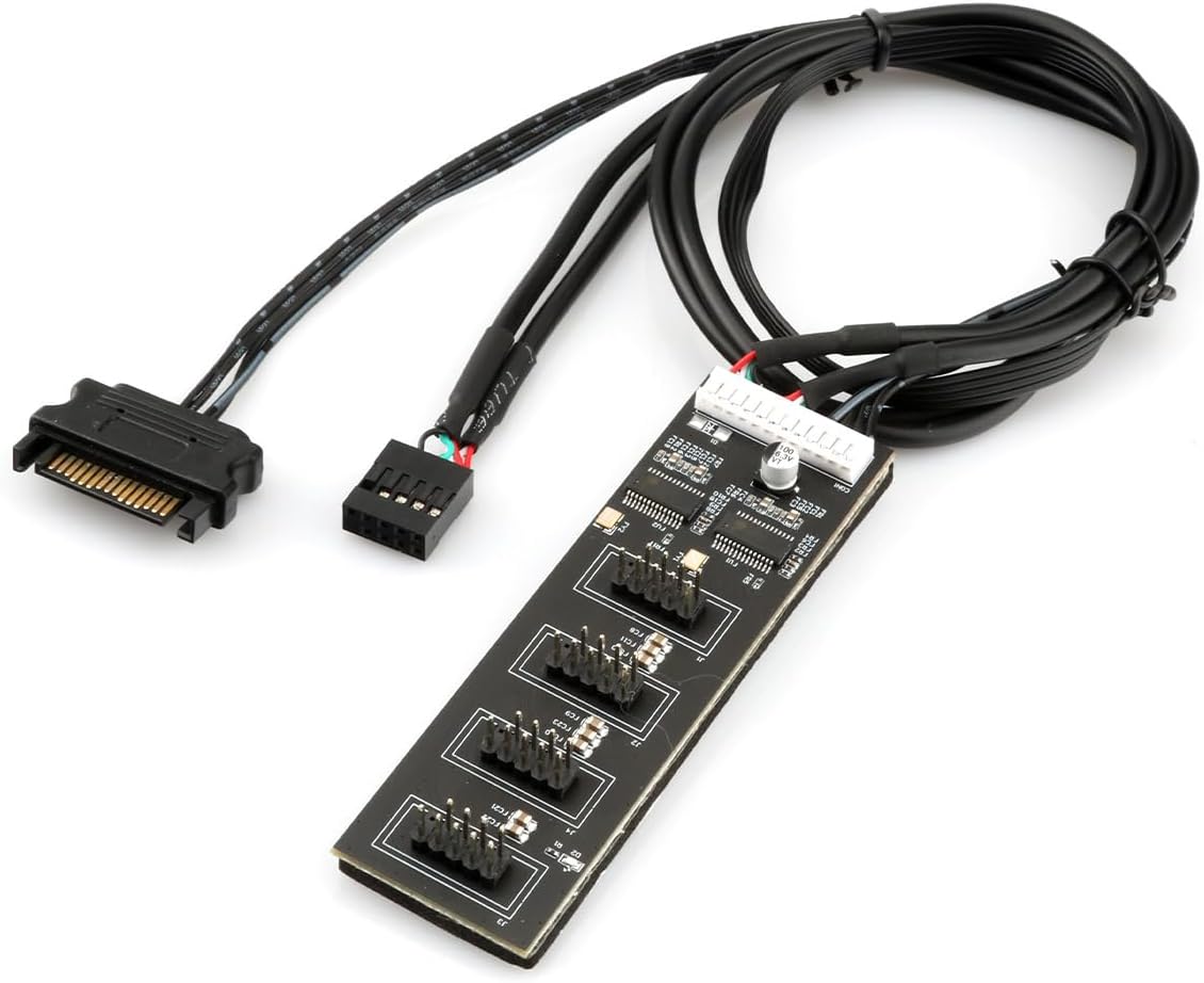 Extension de hub USB interne, 4 ports USB 2.0 internes, répartiteur d'en-tête USB 9 broches pour câble d'alimentation SATA, connecteur répartiteur USB 2.0 pour carte mère, adaptateur pour processeur