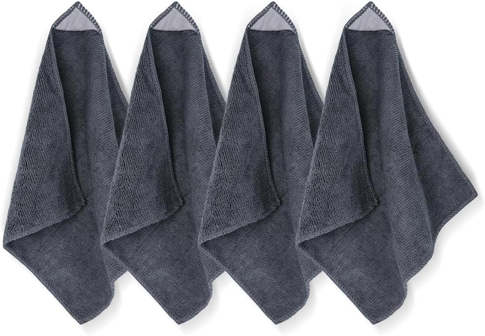 Lot de 4 chiffons de nettoyage en microfibre gris 25,4 x 23,6 cm effaçables à sec pour tableaux blancs, tableaux noirs et tableaux en verre pour la maison, le bureau et l'école
