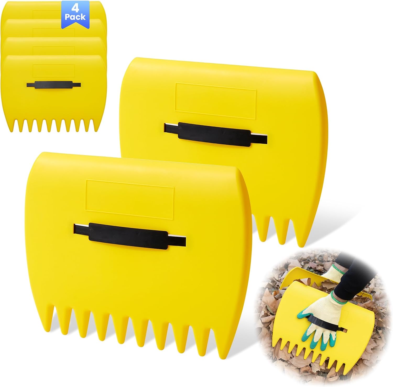 2 Paires de Ramasse Feuilles - Design Ergonomique et Léger pour Ramasser Les Feuilles sans Effort, Rateau a Feuille Robuste en avec Poignée - pour Nettoyer la Pelouse, la Cour et Les Débris de Jardin
