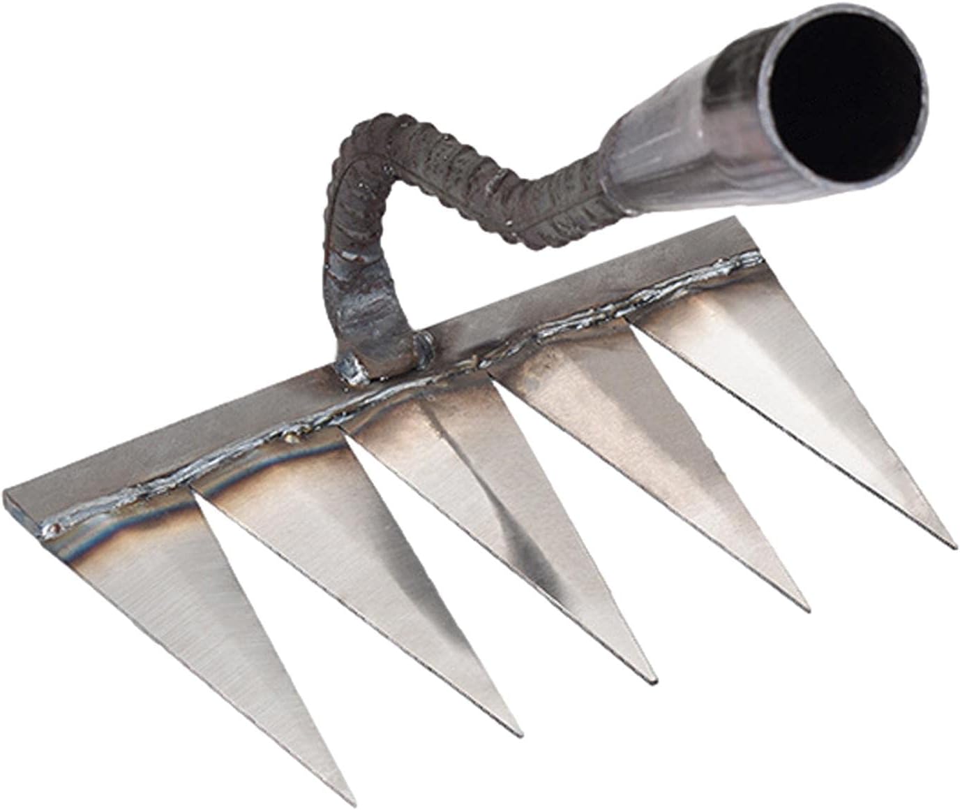 Rateau Jardin, Rateau de Désherbage 6 Dents en Acier, Outillage de Jardin à Main, Scarificateur Manuel Gazon, Houe Jardinage, Outils Jardinage pour Semer, Désherber, Ameublissement du Sol (sans bâton)