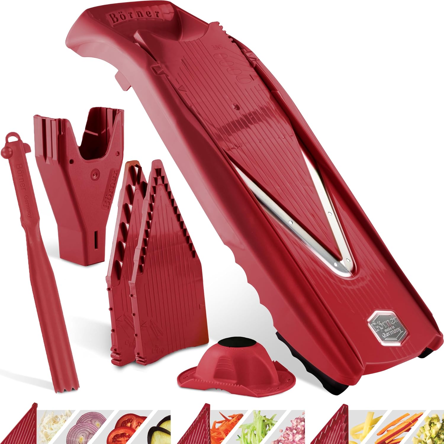 Börner V5 PowerLine Mandoline - Kit Pro - Station de rangement - Rouge