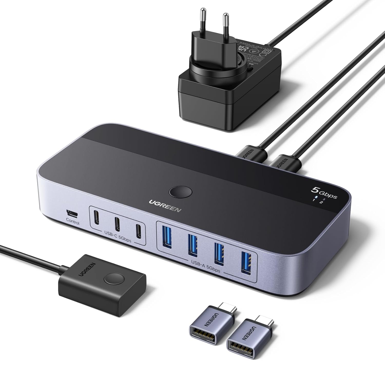UGREEN Switch USB KVM Commutateur 2 PC Entrées Partagent 7 Sorties