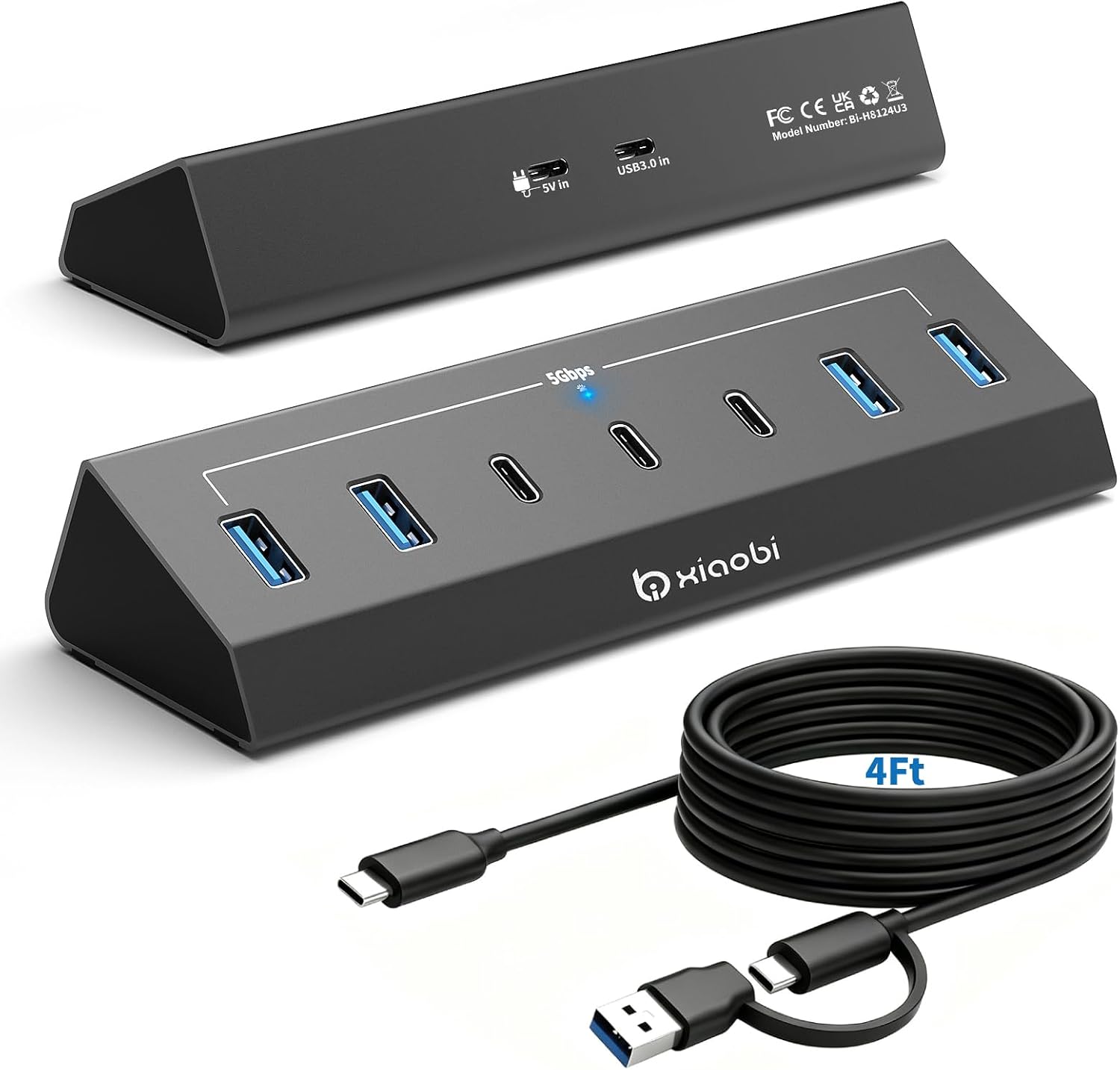 Hub USB C 7 ports USB 3.0 avec 4 ports USB-A et 3 ports USB-C (1,2 m
