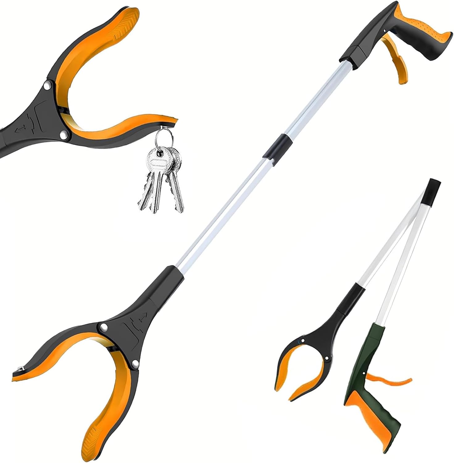 Outil de Ramassage avec Tête Rotative, Cueilleur Multifonctionnel avec Aimant, Pince Ramasse Dechets, Pince de Préhension Extension Pliable, Pince Telescopique
