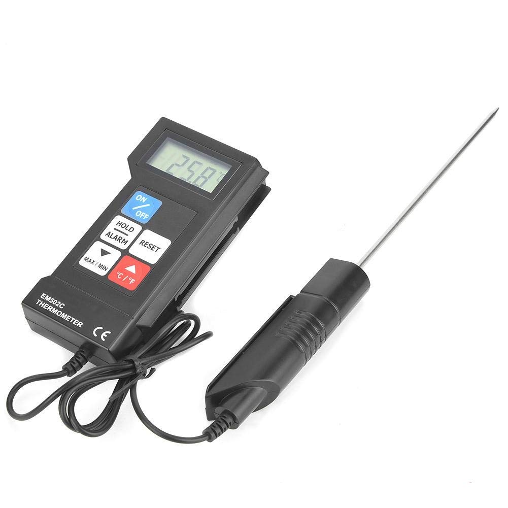 Thermomètre Électronique Professionnel EM502C avec Sonde -50°C à +300°C - Haute Précision 0.1°C - Pour Cuisine, Boulangerie et Industrie Agroalimentaire - Affichage LCD avec Mémoire Max/Min