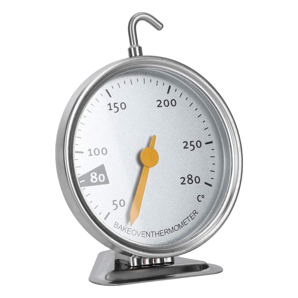 Annadue Thermomètre de Four en Acier Inoxydable, Jauge de Thermomètre à Grand Cadran, Outil de Mesure de Cuisine de 50 à 280 ℃ avec Crochet pour Gril de Cuisson au Four