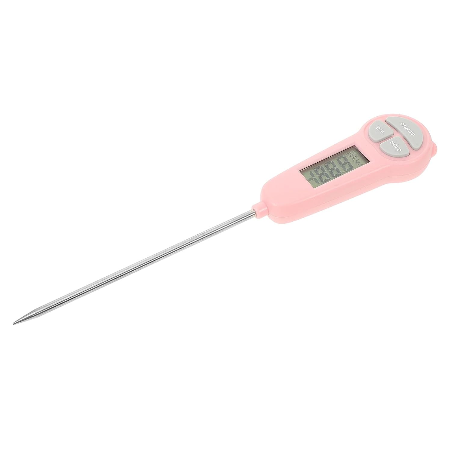 BESPORTBLE Thermomètre de Cuisson Numérique Rose Sonde en Acier Inoxydable Abs, Facile à Utiliser pour Mesurer la Température des Solides et Liquides Cuisine et Friture