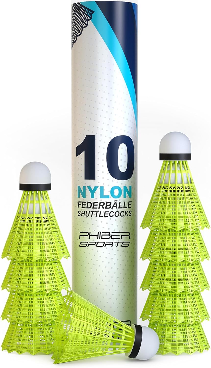 PHIBER-Sports Lot de 10 balles de badminton – Propriétés de jeu parfaites – Idéal pour les débutants, les familles et les professionnels – Balles de football Speed – Pour l'extérieur et l'intérieur