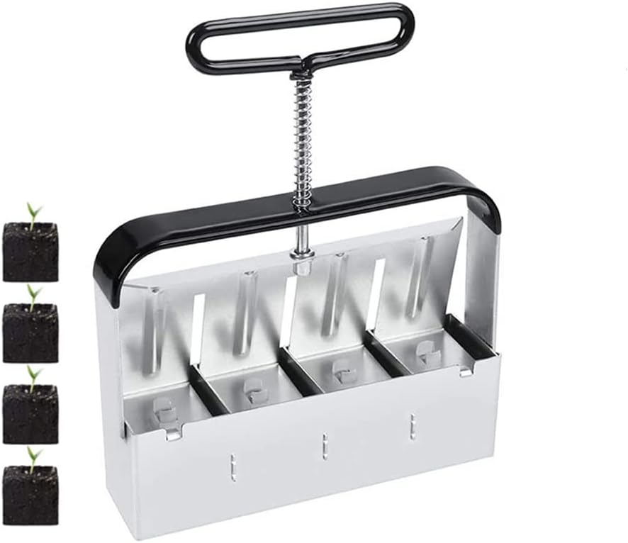 Outil de blocage de terre manuel - Outil de jardinage presse motte - 5,1 cm - Bloque le sol - Avec poignée antidérapante, presse motte pour semis, confortable pour planter, transplanter, serre