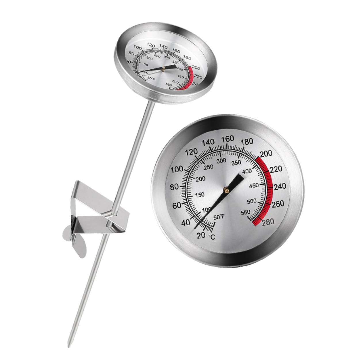 TOYANDONA Thermomètre de Cuisine Acier Inoxydable pour Barbecue et Friture de Température Précise pour Viande Huile et Grillades Usage Domestique et Extérieur